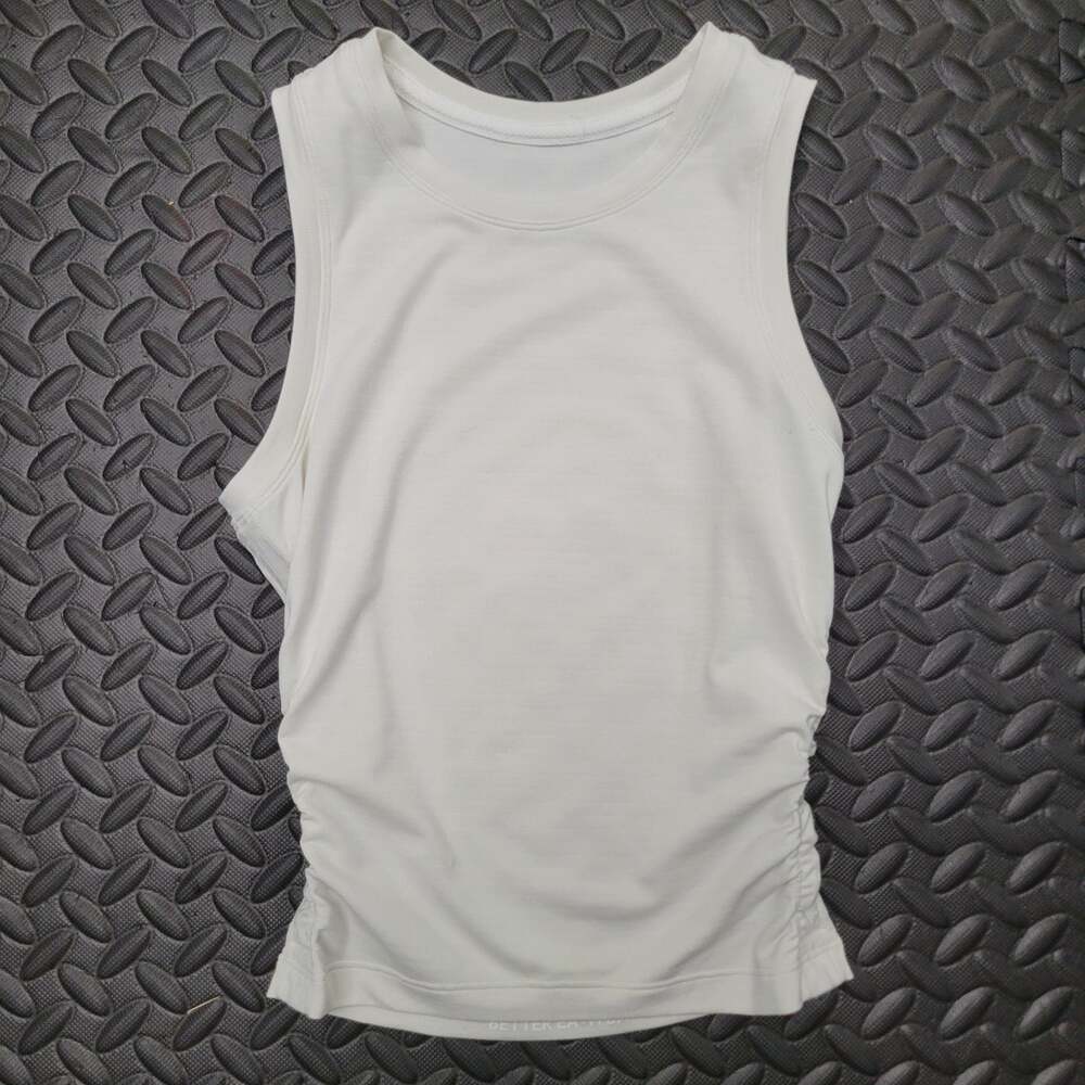 Lululemon White Ruched Side Athletic Tank Top Sleeveless No Size Tag